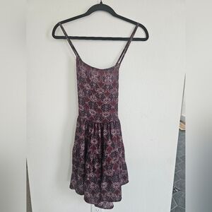 Purple Patterned Spaghetti Strap Dress